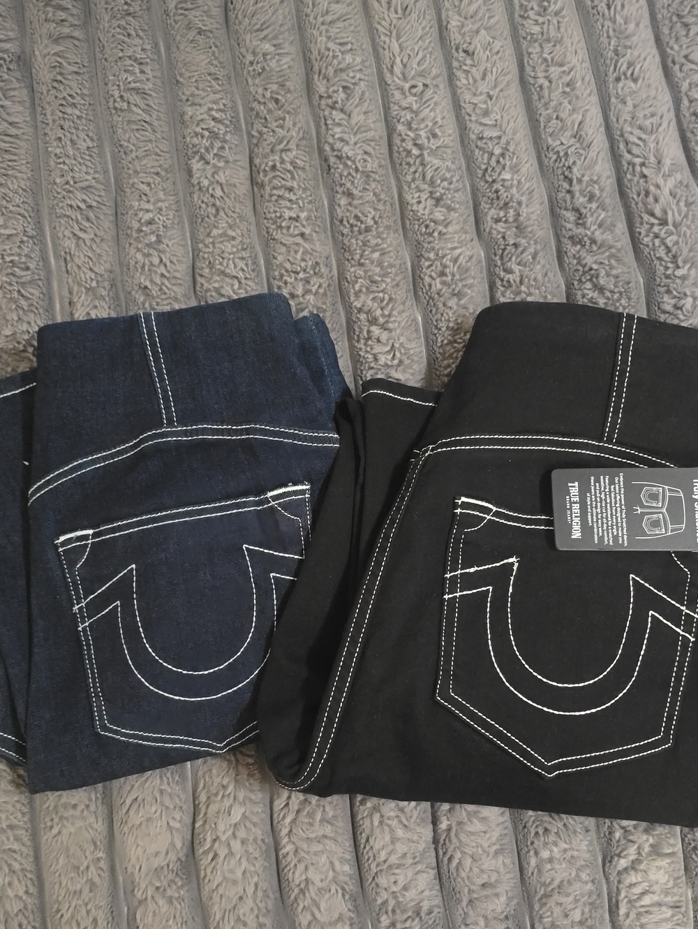 True Religion Skinny Jeans - Black & Dark Blue with White Stitching